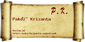 Pakó Krizanta névjegykártya